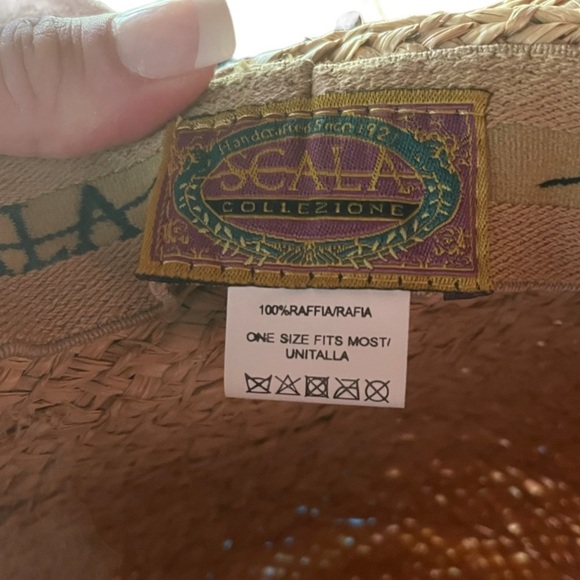 SCALA Raffia Floppy Beach Hat with Blue Sash - Picture 4 of 4